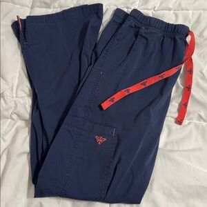 Med Couture E-Z Flex Navy Blue/coral scrub pants